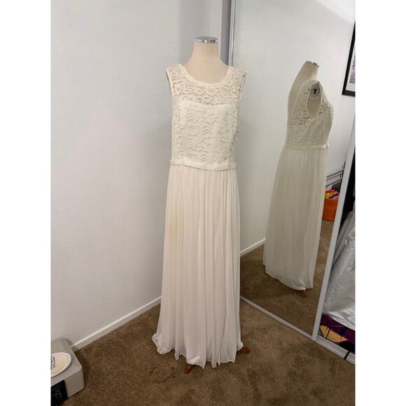 Davids Bridal Wedding dress boho-chic beach bkyard wedding ivory chiffon Plus sz - Picture 2 of 16